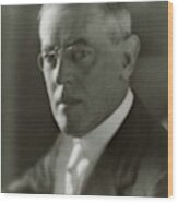 A Portrait Of Woodrow Wilson Wood Print