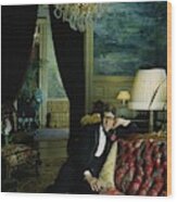 A Portrait Of Yves Saint Laurent At His Home Wood Print