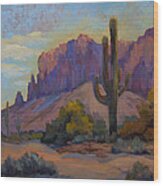 A Proud Saguaro At Superstition Mountain Wood Print