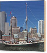 A Ship In Boston Harbor Wood Print