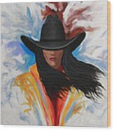A Stroke Of Cowgirl Wood Print