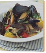 A Thai Dish Of Mussels And Papaya Wood Print