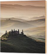 A Tuscan Country Landscape Wood Print