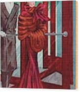 A Vogue Cover Of A Couple In A Revolving Door Wood Print