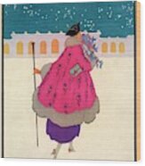 A Vogue Cover Of A Woman Wearing A Pink Coat Wood Print