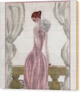 A Vogue Cover Of A Woman Wearing A Pink Dress Wood Print