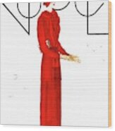 A Vogue Cover Of A Woman Wearing A Red Suit Wood Print