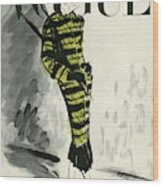 A Vogue Cover Of A Woman Wearing A Striped Coat Wood Print