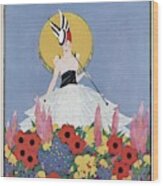 A Vogue Cover Of A Woman With Flowers Wood Print