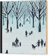 A Walk In The Snow Wood Print