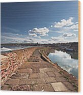 A Walkway Along The Harbour Wood Print