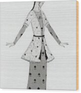 A Woman Modeling An Elaborate Costume Wood Print