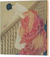 A Woman On A Staircase Wood Print