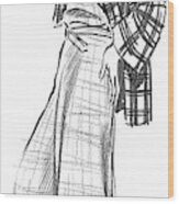 A Woman Wearing A Plaid Outfit Wood Print