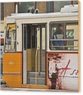 A Yellow Tram On The Streets Of Budapest Hungary Wood Print