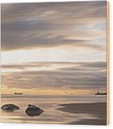 Aberdeen Beach At Dawn Wood Print