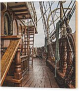 Aboard The Tall Ship Peacemaker Wood Print