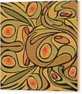 Abstract Golden Color Rooster Pattern Wood Print