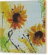 Abstract Sunflowers 2 Wood Print