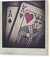 Ace King Polaroid Wood Print