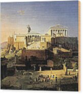 Acropolis Of Athens Wood Print