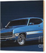 Action Photo Original Prints Vintage Muscle Cars 1970 Ford Torino Wood Print