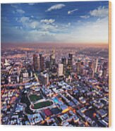 Aerial Downtown Los Angeles At Night Wood Print