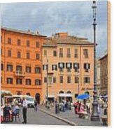 Afternoon In Piazza Navona Rome Wood Print