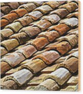 Aged Terracotta Roof Tiles Wood Print