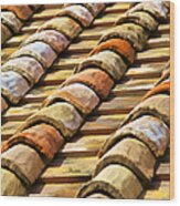 Aged Terracotta Roof Tiles Ii Wood Print