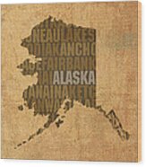 Alaska Word Art State Map On Canvas Wood Print
