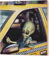 Alien Cab Wood Print