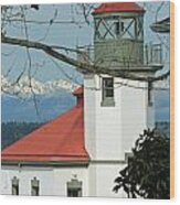 Alki Lighthouse Ii Wood Print