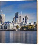 Amazing London Skyline With Tower Bridge During Sunrise Wood Print