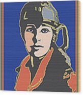 Amelia Earhart Portrait Wood Print