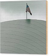 American Flag On Modern Museum In La Wood Print