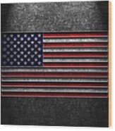 American Flag Stone Texture Wood Print