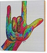 American Sign Language I Love You With A Border Wood Print