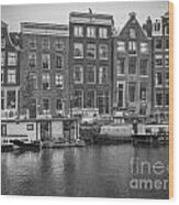 Amsterdam In Black And White Wood Print
