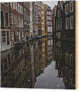 Amsterdam - Serene Fall Reflections Wood Print