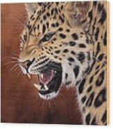 Amur Leopard Painting Wood Print