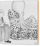 An Octopus Or Squid Lays On A Psychiatrist Or Wood Print