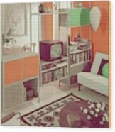 An Orange Living Room Wood Print