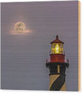 Anastasia Lighthouse By Moonlight Wood Print