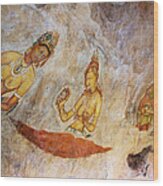 Ancient Cave Painting In Sigiriya. Sri Lanka Wood Print
