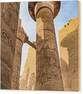 Ancient Pillars Of Karnak Temple Wood Print