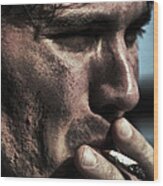 Study Of A Male Smoking A Cigarette Wood Print