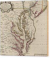 Antique Map Of Maryland And Virginia By John Senex - 1719 Wood Print