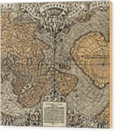 Antique Map Of The World By Oronce Fine - 1531 Wood Print