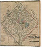 Antique Map Of Washington Dc By Colton And Co - 1862 Wood Print